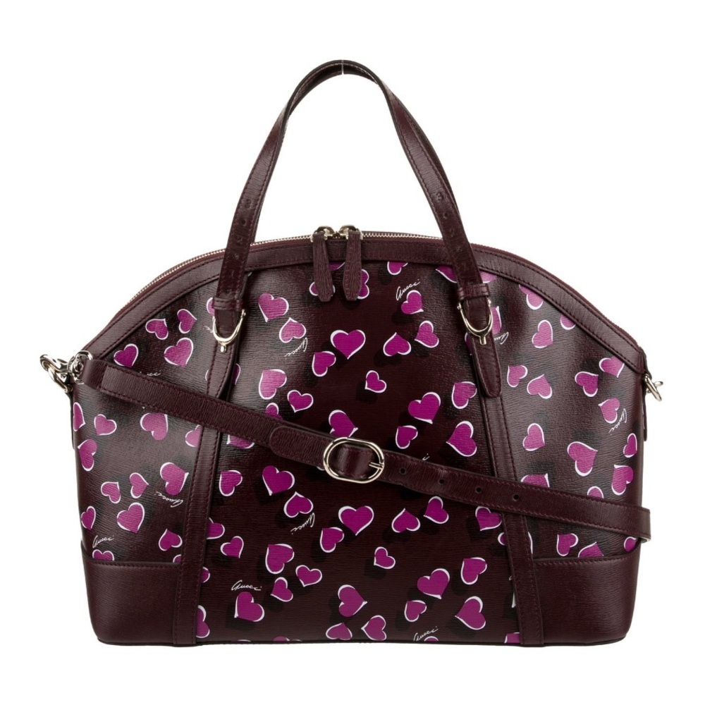 GUCCI Purple Calfskin Heartbeat Print Nice Dome ULTRA RARE Satchel Shoulder Bag